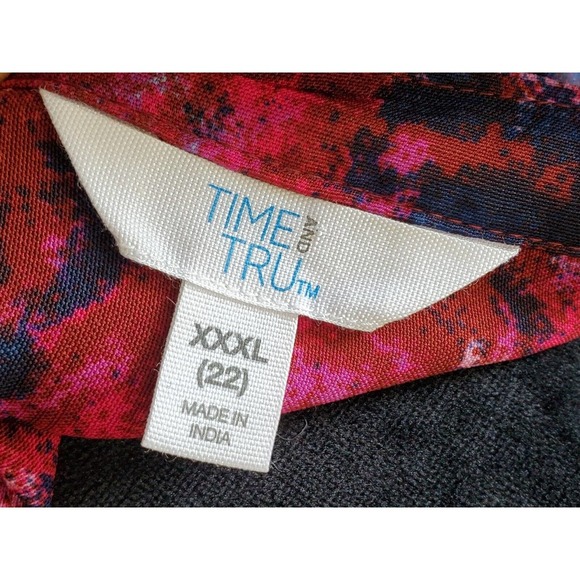 Time And Tru Women Multicolor Polyester V-Neck Long Sleeve Casual Top Blouse 22 - Picture 7 of 12